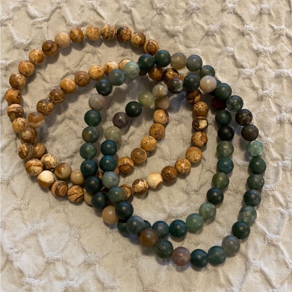 Multi Natural Matte Stone Bracelets - Picture 5 of 7
